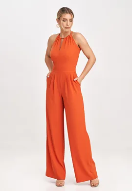 Elegancki kombinezon damski na wesele pomarańczowy M1023 rozmiar L/XL