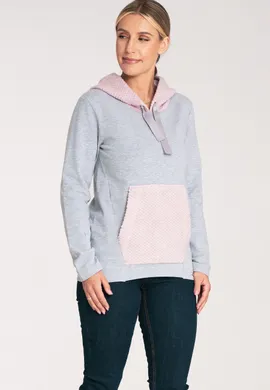 Damska bluza z kapturem - bluza różowa M1045 rozmiar L