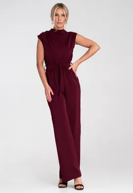 Kombinezon elegancki damski - Kombinezon na imprezę - Bordowy M1196 r. L/XL
