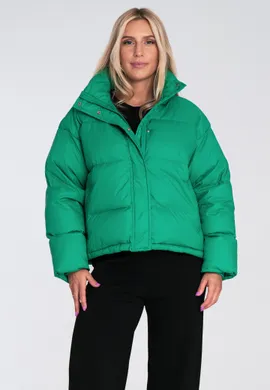 Kurtka puchowa damska - Kurtka zimowa oversize damska - Zielona M1233 r. L