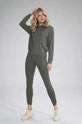 Legginsy damskie sportowe - legginsy z wysokim stanem oliwkowe M773 rozmiar S